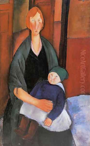 Seated Woman With Child Oil Painting by Amedeo Modigliani