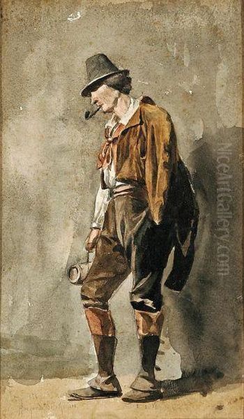 Un Campesino Oil Painting by Mariano Jose Maria Bernardo Fortuny y Carbo