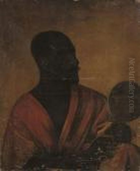 A Moor Holding A Mirror Oil Painting by Mariano Jose Maria Bernardo Fortuny y Carbo