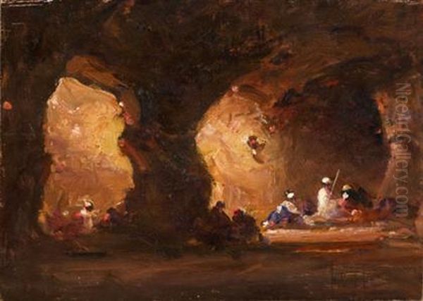 In The Caves Oil Painting by Mariano Jose Maria Bernardo Fortuny y Carbo