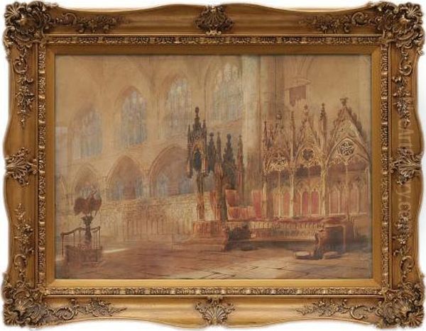 Interior De Iglesia. Oil Painting by Mariano Jose Maria Bernardo Fortuny y Carbo