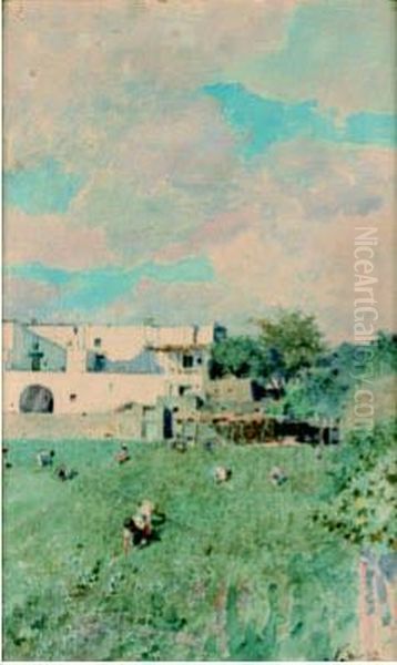 Case A Portici Oil Painting by Mariano Jose Maria Bernardo Fortuny y Carbo