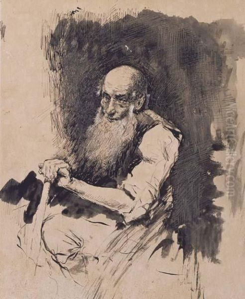 Old Man Oil Painting by Mariano Jose Maria Bernardo Fortuny y Carbo