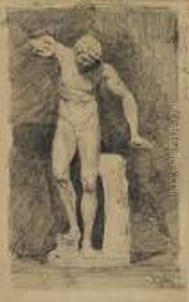 Study Of A Hellenistic Satyr Statue Oil Painting by Mariano Jose Maria Bernardo Fortuny y Carbo