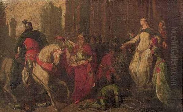 Dame E Cavaliere Oil Painting by Mariano Jose Maria Bernardo Fortuny y Carbo