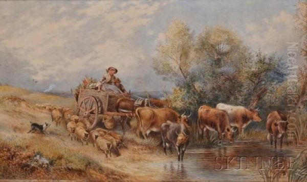 Heading To Market. Oil Painting by Myles Birket Foster