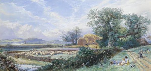 The Sheep Fold Oil Painting by Myles Birket Foster