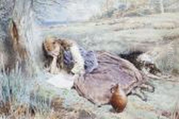 The Shepherdess Oil Painting by Myles Birket Foster