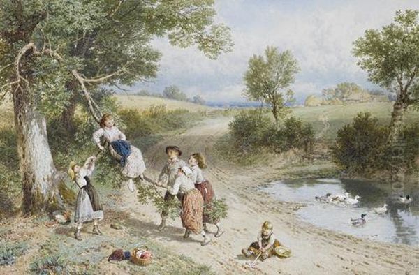 The Swing Oil Painting by Myles Birket Foster