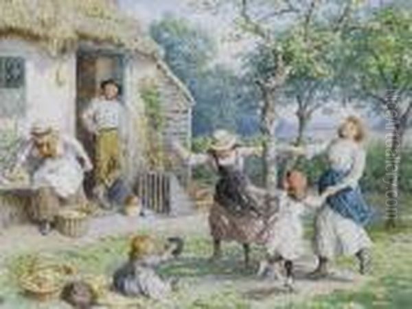 Ring A Ring A Roses Oil Painting by Myles Birket Foster