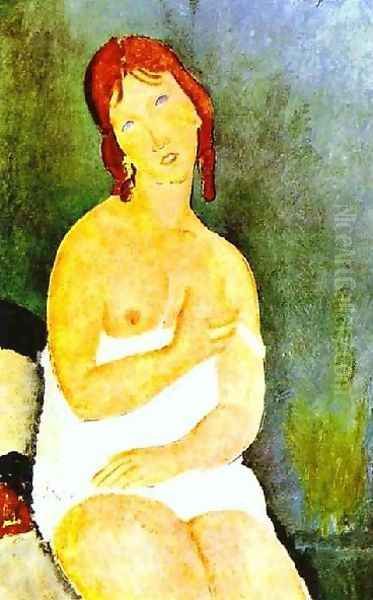 Red Haired Young Woman In Chemise Oil Painting by Amedeo Modigliani