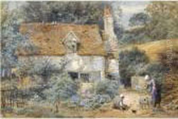 The Cottage Oil Painting by Myles Birket Foster