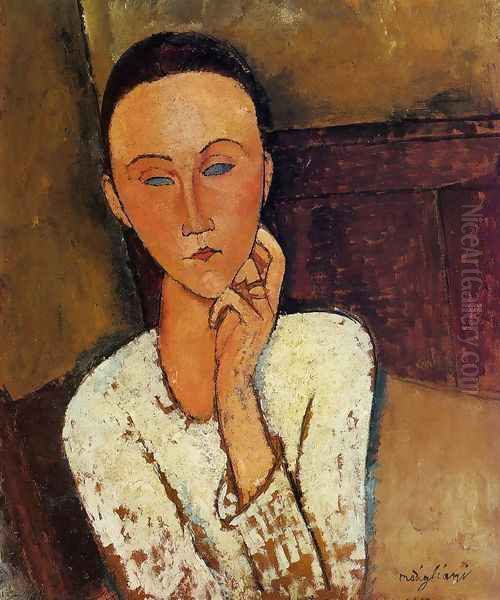 Lunia Czechowska, Left Hand on Her Cheek Oil Painting by Amedeo Modigliani