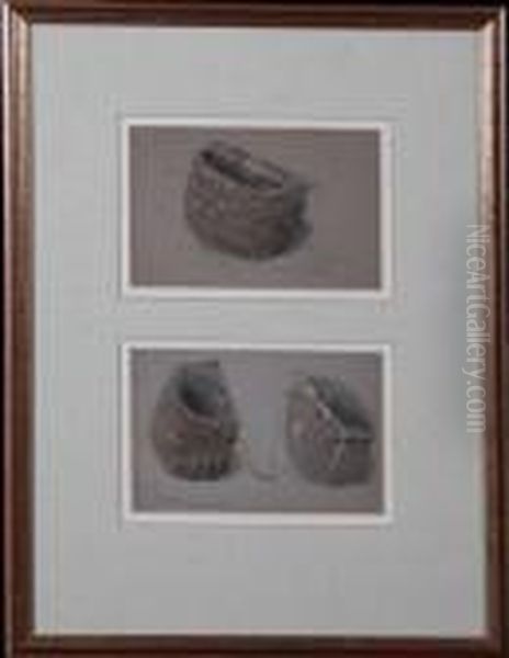 Studies Of Cullercoats Fisher Baskets Oil Painting by Myles Birket Foster