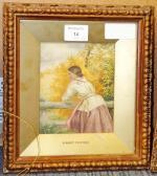 Young Girl With Primroses Oil Painting by Myles Birket Foster