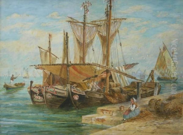 Waiting Oil Painting by Myles Birket Foster