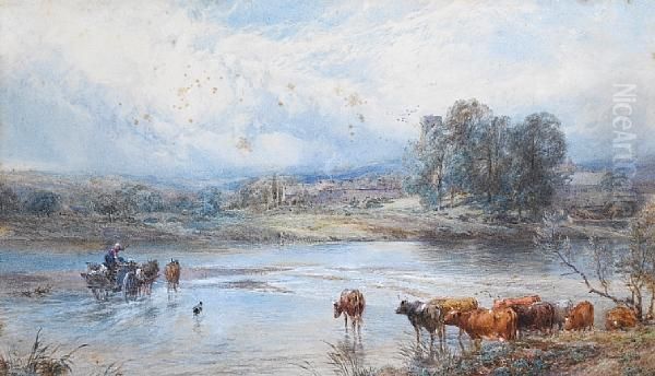 The Tyne At Ovington Oil Painting by Myles Birket Foster