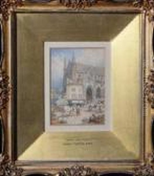 Market Place Falaise Oil Painting by Myles Birket Foster