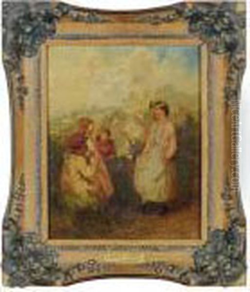 Rustic Entertainment Oil Painting by Myles Birket Foster