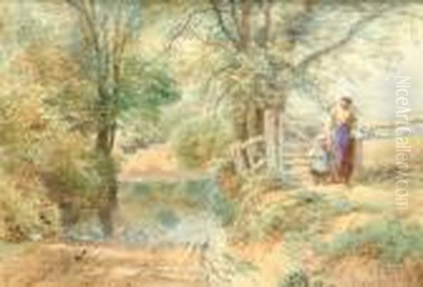 Summertime Oil Painting by Myles Birket Foster