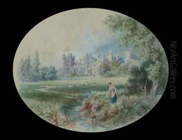 Raby Castle Oil Painting by Myles Birket Foster