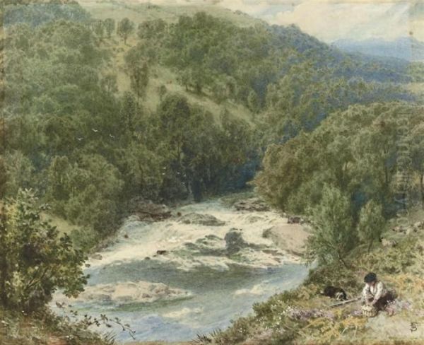 On The River Spean, Inverness-shire, Scotland Oil Painting by Myles Birket Foster