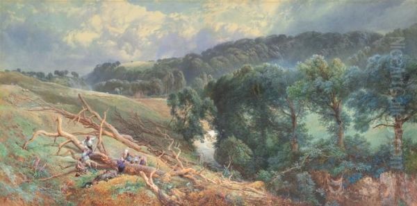 Warks Burn, Northumberland Oil Painting by Myles Birket Foster