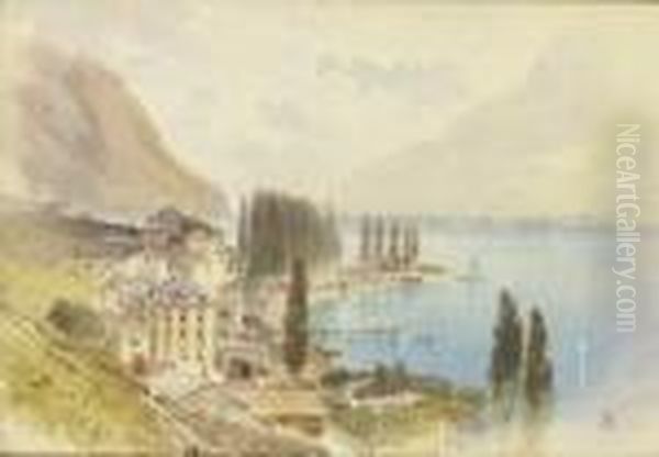 Ortschaft Im Lavaux Am Genfersee Oil Painting by Myles Birket Foster