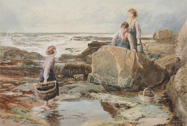 The Mussel Gatherers Oil Painting by Myles Birket Foster