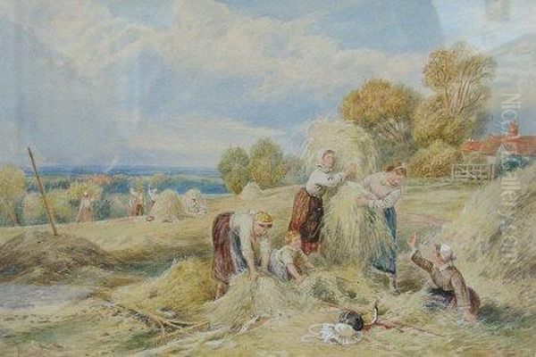 Haymakers Oil Painting by Myles Birket Foster