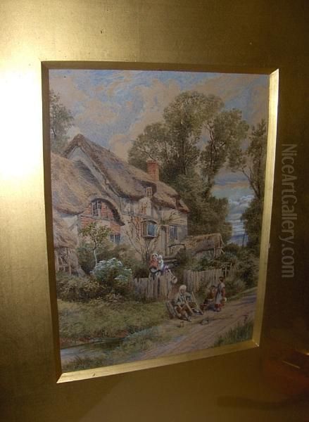 Ann Hathaway's Cottage Oil Painting by Myles Birket Foster