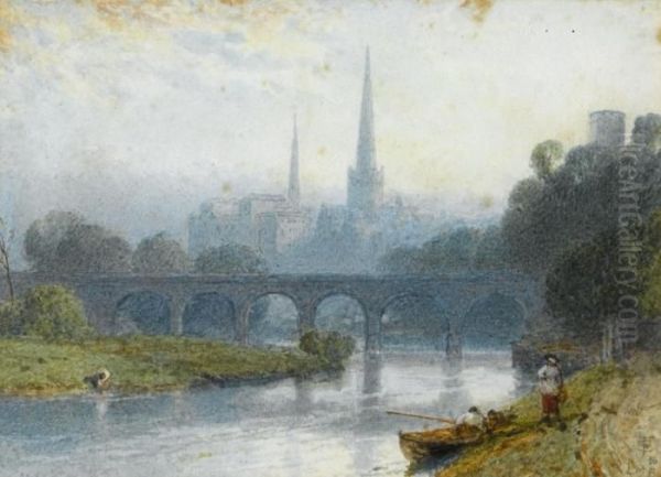 Shrewsbury Oil Painting by Myles Birket Foster