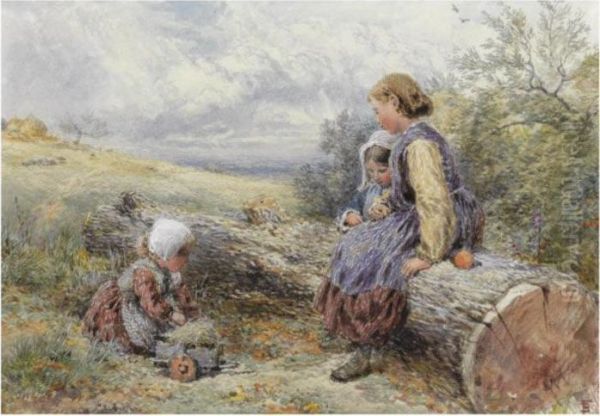 The Woodcutter's Children Oil Painting by Myles Birket Foster