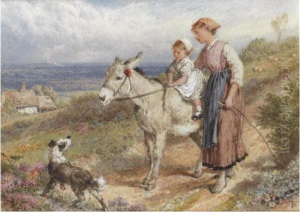 The Donkey Ride Oil Painting by Myles Birket Foster