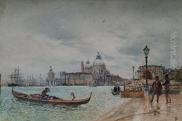 At The Entrance Of The Grand Canal,venice Oil Painting by Myles Birket Foster