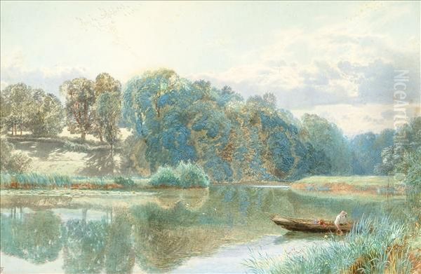 A Quiet Poolon The Mole Oil Painting by Myles Birket Foster