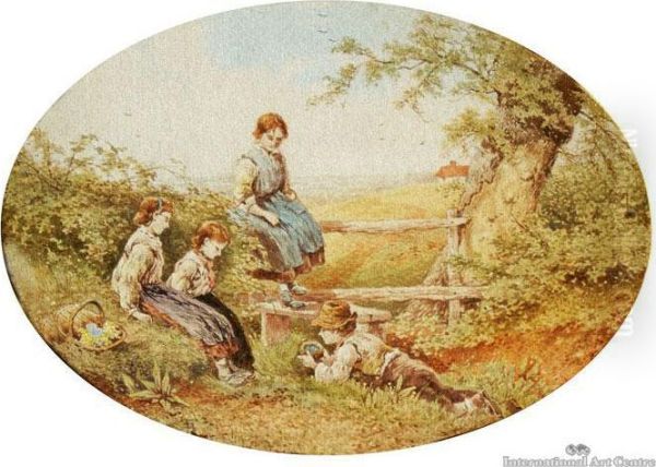 Children Resting Oil Painting by Myles Birket Foster