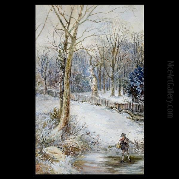 Winter Landscape. Oil Painting by Myles Birket Foster