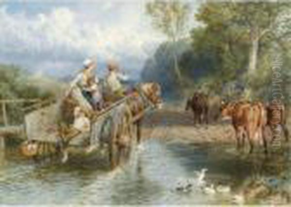 Returning From Market Oil Painting by Myles Birket Foster