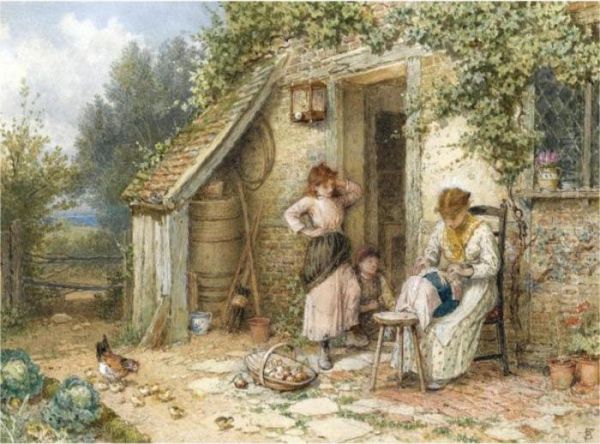 The Lace Maker Oil Painting by Myles Birket Foster