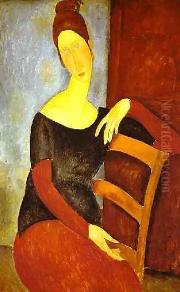 Portrait Of Jeanne Hebuterne Common Law Wife Of Amedeo Modigliani Ii Oil Painting by Amedeo Modigliani