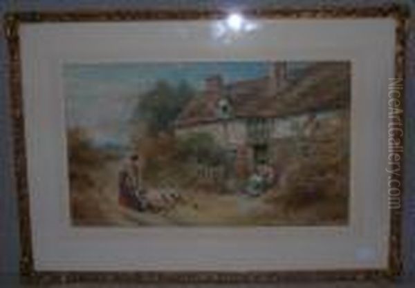 Description
Follower Of Myles Birket Foster Figuresoutside A Cottage Oil Painting by Myles Birket Foster