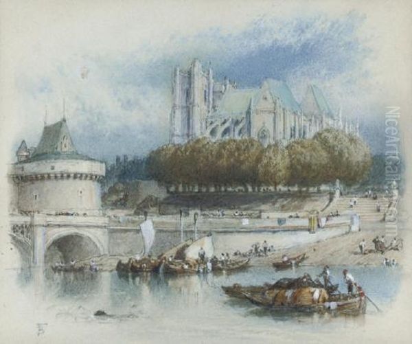 Nantes Oil Painting by Myles Birket Foster