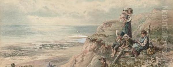 The Top Of The Cliff Oil Painting by Myles Birket Foster