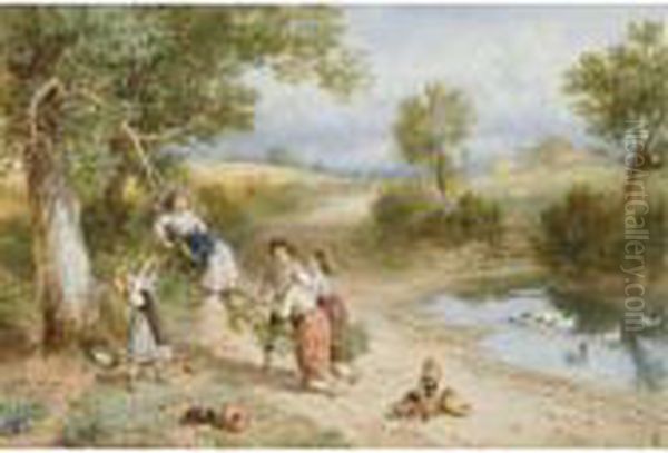 The Swing Oil Painting by Myles Birket Foster