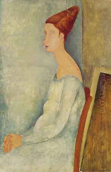 Portrait Of Jeanne Hebuterne In Profile I Oil Painting by Amedeo Modigliani