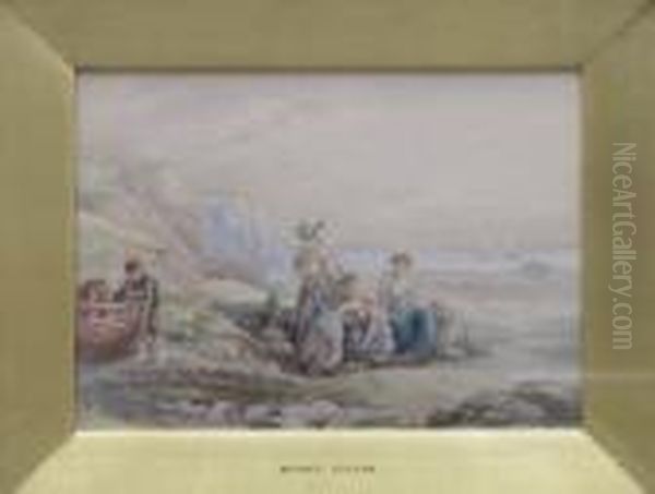 Waiting For The Boats Oil Painting by Myles Birket Foster