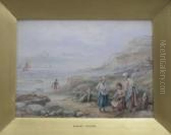 Near Runswick Bay Oil Painting by Myles Birket Foster