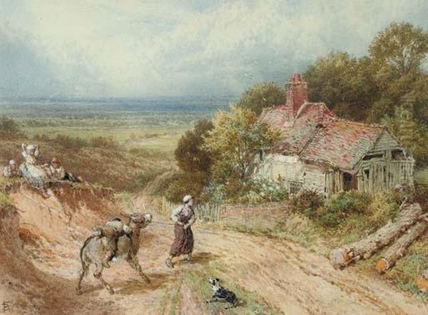 The Donkey Ride Oil Painting by Myles Birket Foster