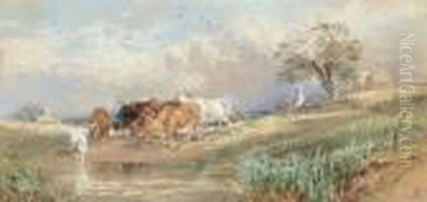 The Ford Oil Painting by Myles Birket Foster